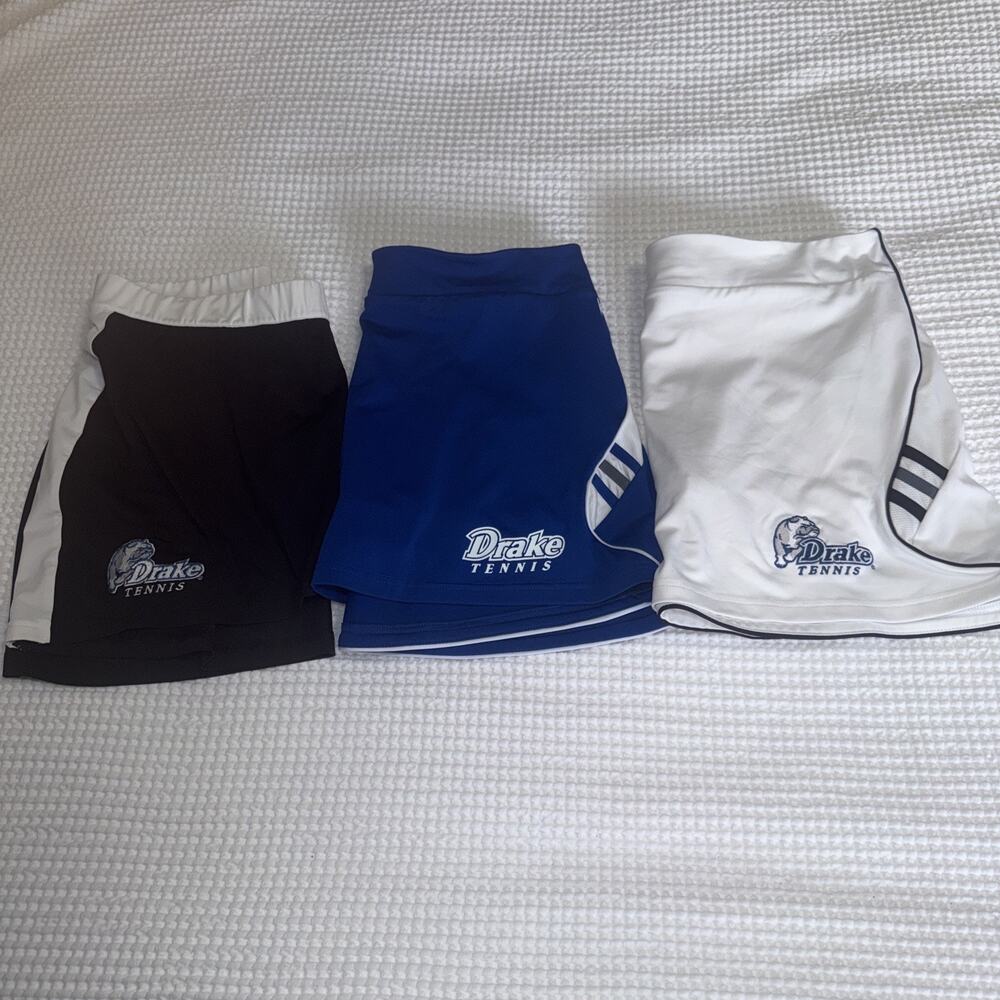 Lot 3 Adidas Skorts Skirted Shorts Tennis Golf Drake Bulldogs Pull On Womens L